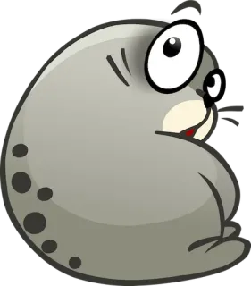 🙄 foca, animal, dibujo animado, mamífero, gris, lindo telegram sticker