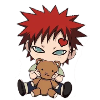 😑 Gaara Naruto anime, kartun, gaara, naruto, chibi, imut, stiker whatsapp sticker
