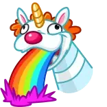 🤢 Einhorn, Regenbogen, Kotze, Clown, Cartoon, Sticker whatsapp sticker