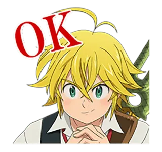 💪 Meliodas The Seven Deadly Sins OK Anime, Meliodas, The Seven Deadly Sins, Sticker, Ok whatsapp sticker