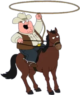 😀 Peter Griffin Family Guy 卡通, 彼得·格里芬, 恶搞之家, 马, 牛仔, 西部 telegram sticker