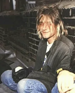 😅 Kurt Cobain นักดนตรี, นักร้อง, มือกีตาร์, Nirvana, Grunge, ยุค 90 telegram sticker