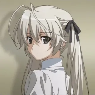 🪦 Anime, Mädchen, Weißes Haar, Pferdeschwanz, Charakter whatsapp sticker