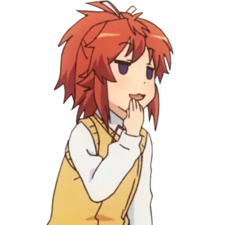 😏 Anime, Manga, Cartone animato, Personaggio, Sorriso beffardo, Capelli arancioni telegram sticker