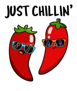 😎 JUST CHILLIN' chillig, Pfeffer, Chili, Cartoon, Brille, süß, Gemüse whatsapp sticker