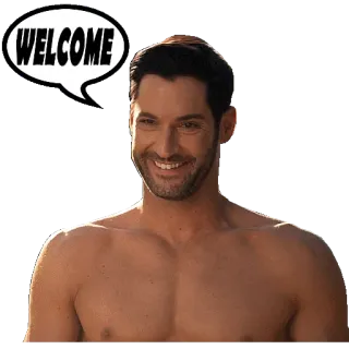 👆 WELCOME willkommen, gruß, mann, lächeln telegram sticker