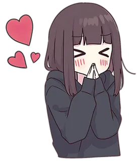 🥰 anime girl, hearts, cute, cartoon, love telegram sticker
