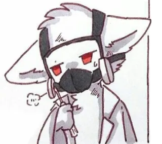 🔧 furry, gas mask, latex, character, white telegram sticker