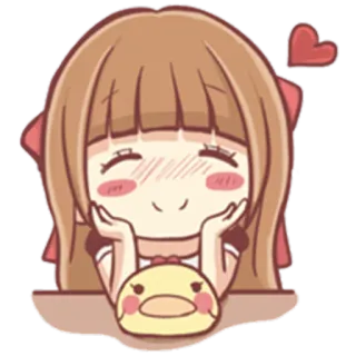 😍 애니메이션 소녀, 만화, 귀여운, 카와이, 새끼 오리, 하트 telegram sticker