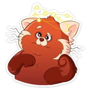 😵‍💫 แพนด้าแดง, สับสน, เวียนหัว, ดาว, สัตว์, น่ารัก, การ์ตูน telegram sticker