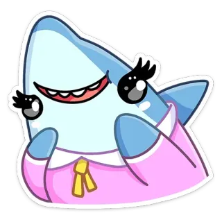 😊 tiburón, kawaii, lindo, dibujos animados, pegatina, animal telegram sticker