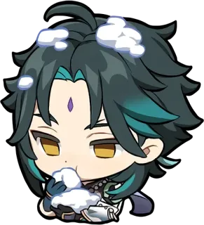 😋 Xiao Genshin Impact anime, game, snow, character, chibi whatsapp sticker