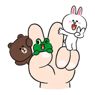 😶 símbolo de la paz, conejo, oso, rana, dibujos animados, pegatina telegram sticker
