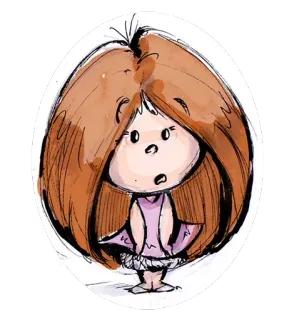 😯 卡通, 女孩, 插画, 素描, 角色 telegram sticker