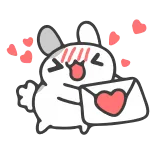 💌 coelho, carta de amor, coração, fofo, desenho animado, animal, Dia dos Namorados telegram sticker