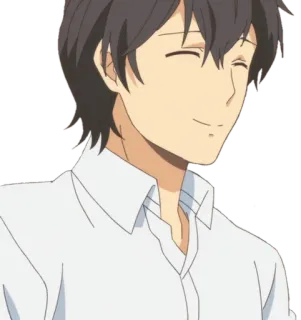 😊 anime, personaggio, cartone animato, uomo, sorridente, camicia bianca telegram sticker