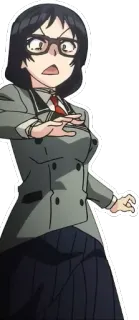 😨 Anime, Mulher, Óculos, Uniforme, Chocado, Personagem telegram sticker