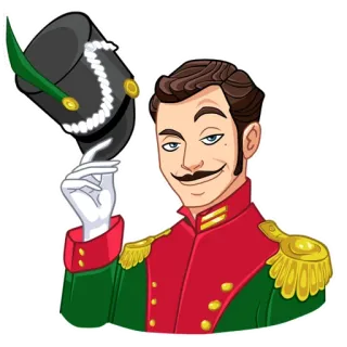 👋 storico, uniforme, uomo, cappello, cartone animato telegram sticker
