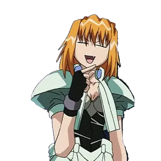 🤔 Anime, Hoạt hình, Nhân vật, Phụ nữ, Nụ cười, Chỉ telegram sticker