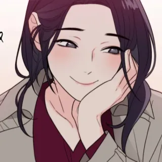 😩 femme, sourire narquois, mignon, animé, manga, illustration whatsapp sticker