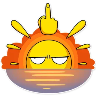 🌅 matahari, jari tengah, ofensif, kartun, matahari terbenam, kemarahan telegram sticker