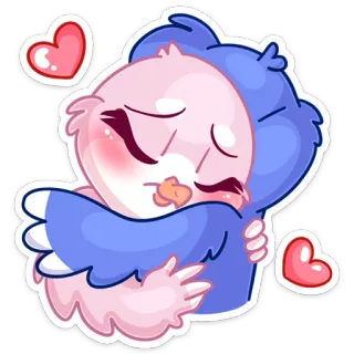 💕 объятие, любовь, нежность, птицы, мультфильм, милый, сердечки telegram sticker