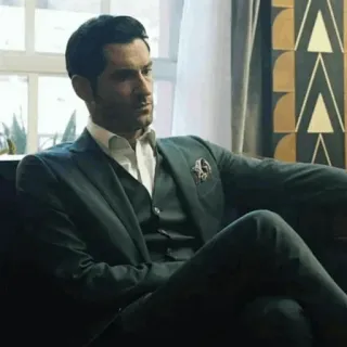 🤔 Lucifer Morningstar Lucifer Люцифер, Том Эллис, костюм, телешоу, дьявол telegram sticker