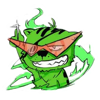 😎 漫画, 緑, 虎, 中指, 攻撃的, 眼鏡 telegram sticker