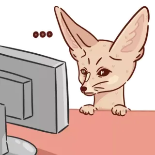 😐 fennec fox, computer, meme, internet, animal, cartoon telegram sticker