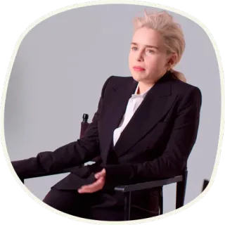 😐 Emilia Clarke Schauspielerin, Porträt, Frau, Promi, Anzug, Emilia Clarke telegram sticker