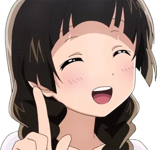 ☝ animé, fille, souriant, pointant, dessin animé, personnage, joyeux whatsapp sticker