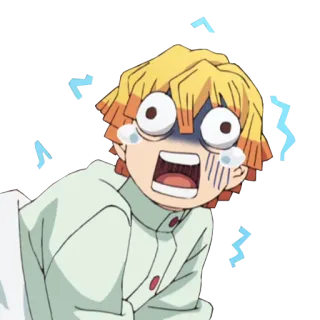 😱 Zenitsu Agatsuma Demon Slayer 애니메이션, 무서워, 귀멸의 칼날, 젠이츠, 번개 telegram sticker