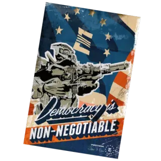 🤖 Democracy is NON-NEGOTIABLE soldier, weapon, democracy, non-negotiable, political, patriotic telegram sticker