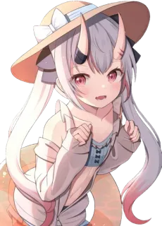 😍 Anime fille, Fille démon, Kawaii, Mignon, Chapeau, Cornes telegram sticker