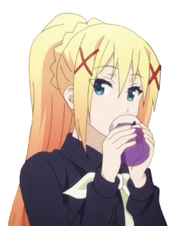 😶 Darkness Konosuba Anime, Feminino, Loira, Bebendo, Konosuba, Darkness, Personagem telegram sticker