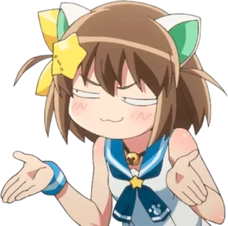 👐 Anime, Neko-fille, Mignon, Personnage, Suffisant, Kawaii telegram sticker