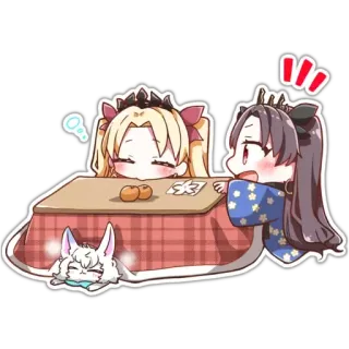 💤 Anime, Chibi, Mignon, Table, Kawaii, Dessin animé, Drôle telegram sticker