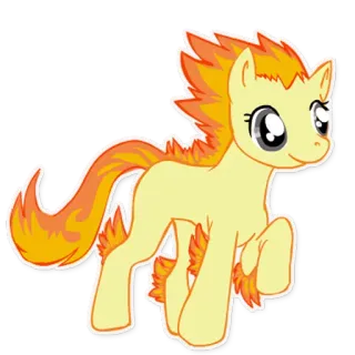 😋 kucyk, ogień, pomarańczowy, żółty, kreskówka, zwierzę telegram sticker