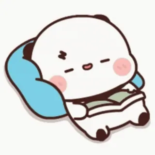 😴 Panda, Dessin animé, Mignon, Lecture, Somnolent, Kawaii telegram sticker