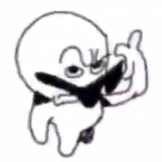 🤨 ngón giữa, xúc phạm, cử chỉ, hoạt hình, trắng, đen trắng telegram sticker
