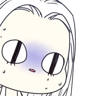😩 Мультфильм, Аниме, Стикер, Эмоция, Пот, Беспокойство telegram sticker