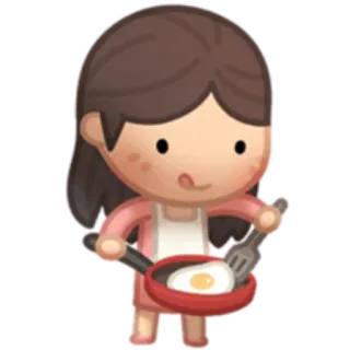 🍳 koken, eten, ei, ontbijt, cartoon, chef, keuken, maaltijd telegram sticker