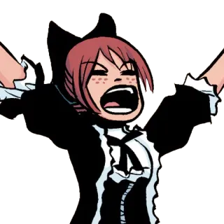 👗 Kim Pine Scott Pilgrim anime, angry, cat ears, scott pilgrim, cartoon telegram sticker