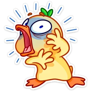 😳 duck, scared, shocked, cartoon, animal whatsapp sticker