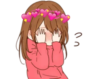 😳 うっ อนิเมะ, ผู้หญิง, ขี้อาย, หัวใจ, น่ารัก, คาวาอิ telegram sticker