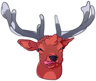😋 Hirsch, Tier, Geweih, Zunge, Lustig, Rot whatsapp sticker