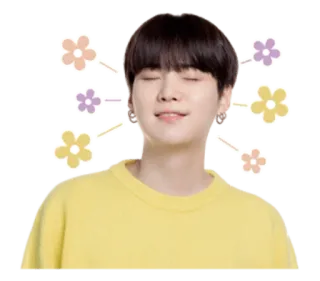 😌 personne, homme, fleur, jaune, portrait, boucles d'oreilles telegram sticker
