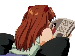 📖 Asuka Langley Soryu Neon Genesis Evangelion Anime, Membaca, Koran, Gadis, Evangelion telegram sticker