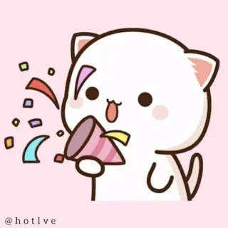 🥳 @hotlve cat, confetti, party, cute, cartoon telegram sticker