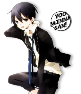 ✋ YOO MINNA SAN! anime, greeting, anime boy, manga, japanese, minna telegram sticker